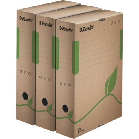 Scatola archivio Esselte ECOBOX dorso 8 cm avana/verde 8x23,3x32,7 cm 623916